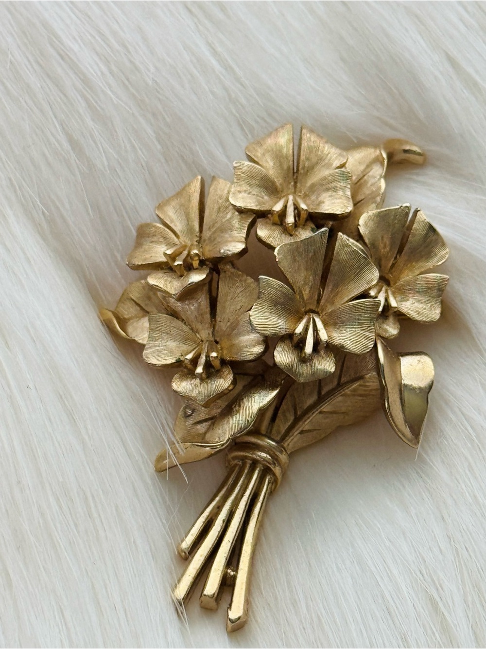 Trifari Gold-tone Floral Bouquet Brooch